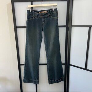 y2k Vintage Billabong Low Rise Flare Leg Dark Wash Denim Jean Womens